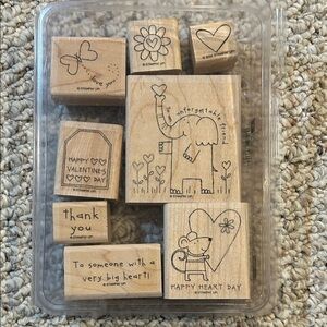 Stampin' Up! Wooden Love & Friend Stamps - Happy Heart Day-Natural Wood